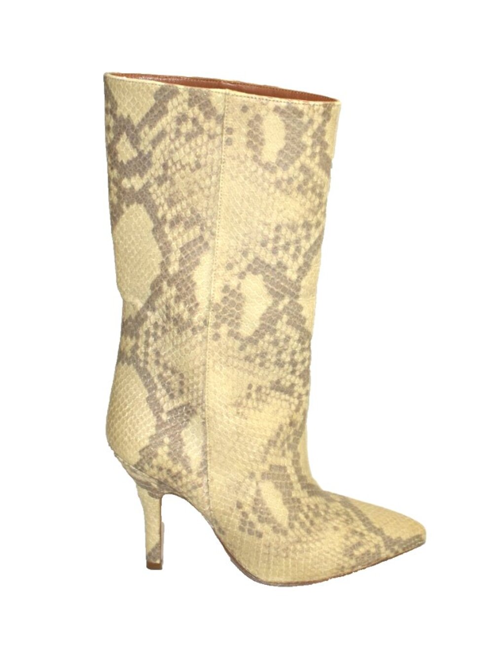 Paris Texas Snakeskin Embossed Mid Calf Boot Natural Tan Size 6 US DD37